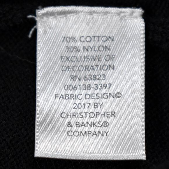 Christopher & Banks black floral embroidered 3/4 sleeve button up cardigan LARGE - Picture 5 of 6